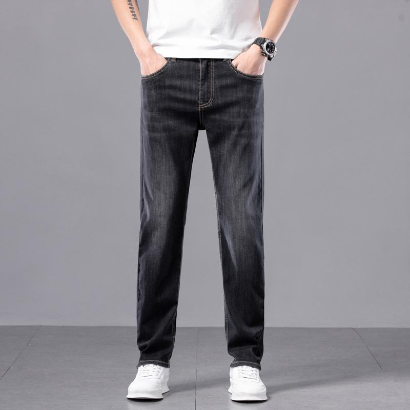 JYL Men's jeans novel straight wide fashion pants men's daily long