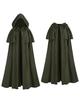 Long Hooded Medieval Vintage Cape for Halloween Witch Cape Size [Kami-Yu-Hyaku] Cosplay, (Green, S)