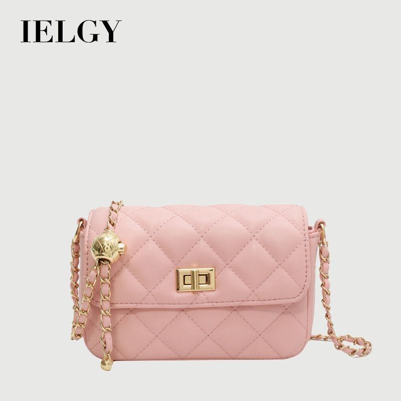 Ielgy High-End Fashion Chain Diamond Texture Small Square Bag