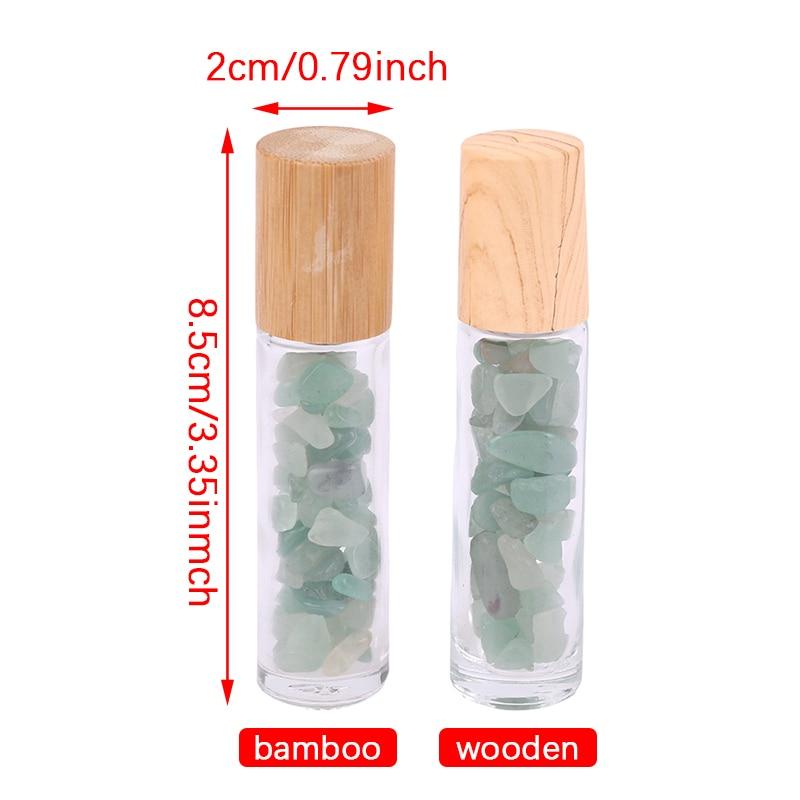 10ml Natürlicher Edelstein Roll-On Flasche Nachfüllbar Ätherisches Öl Körperparfüm Glas innen Heilkristall Schönheits-Chips 1 Stück