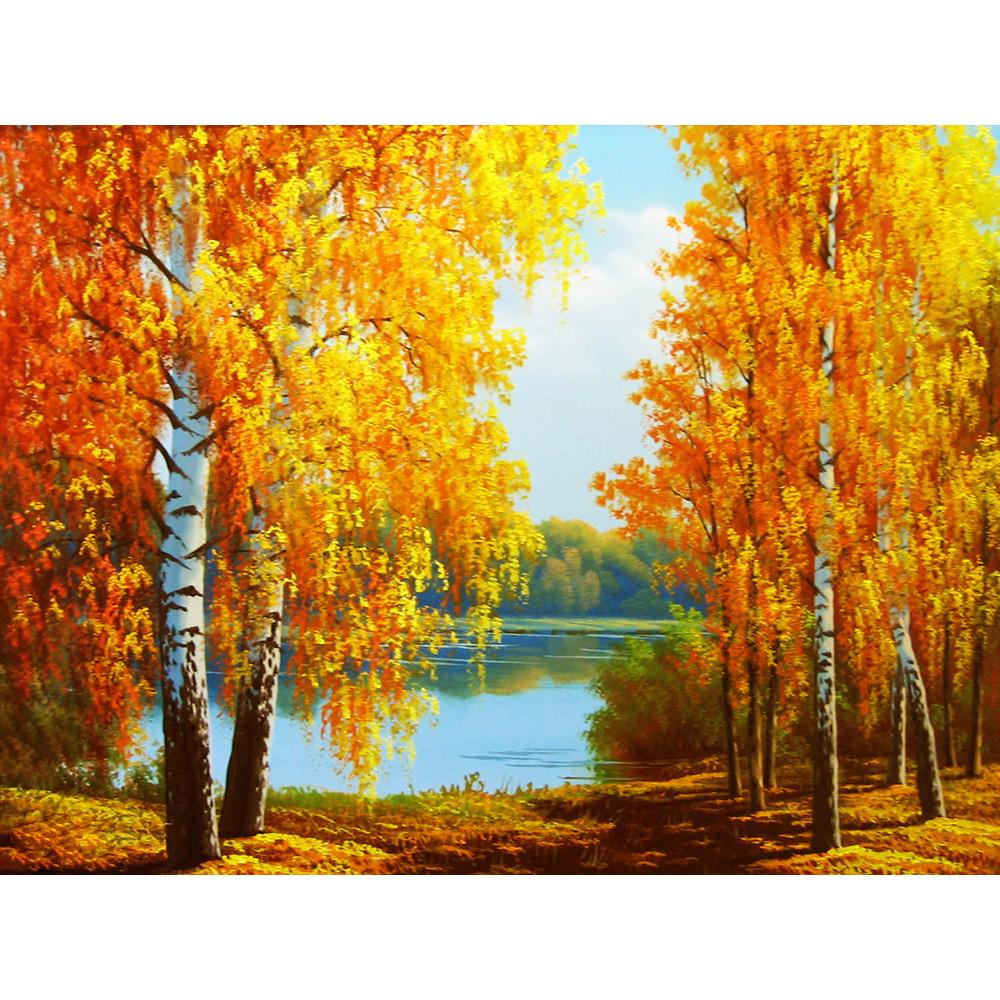 5D DIY Diamantová malba Krajina Diamantová mozaika Podzimní strom Šití drahokamu Plný kulatý diamantový křížový steh Domácí dárek