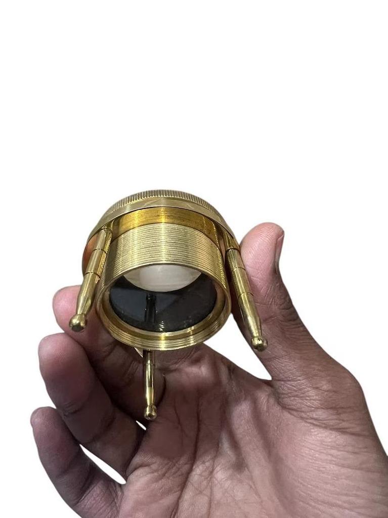 Round Brass Magnifying Glass with Handle | Decorative Handheld Magnifier | Pack of 4