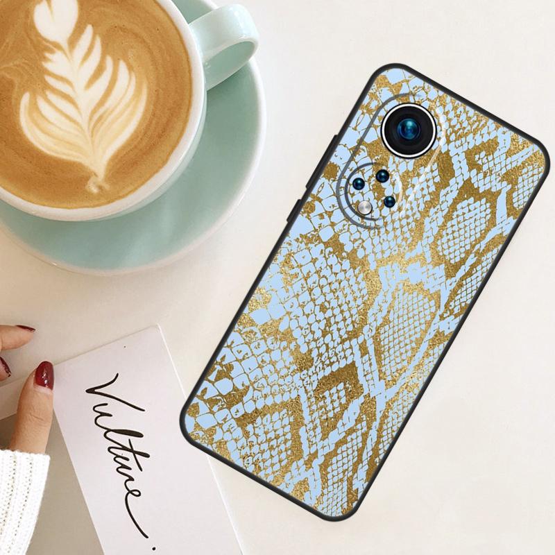 Snake Skin For Huawei P40 P20 P30 P60 Pro Nova 5T 9 P Smart Honor Magic5 Lite 50 70 90 X8 X8a X9a Case