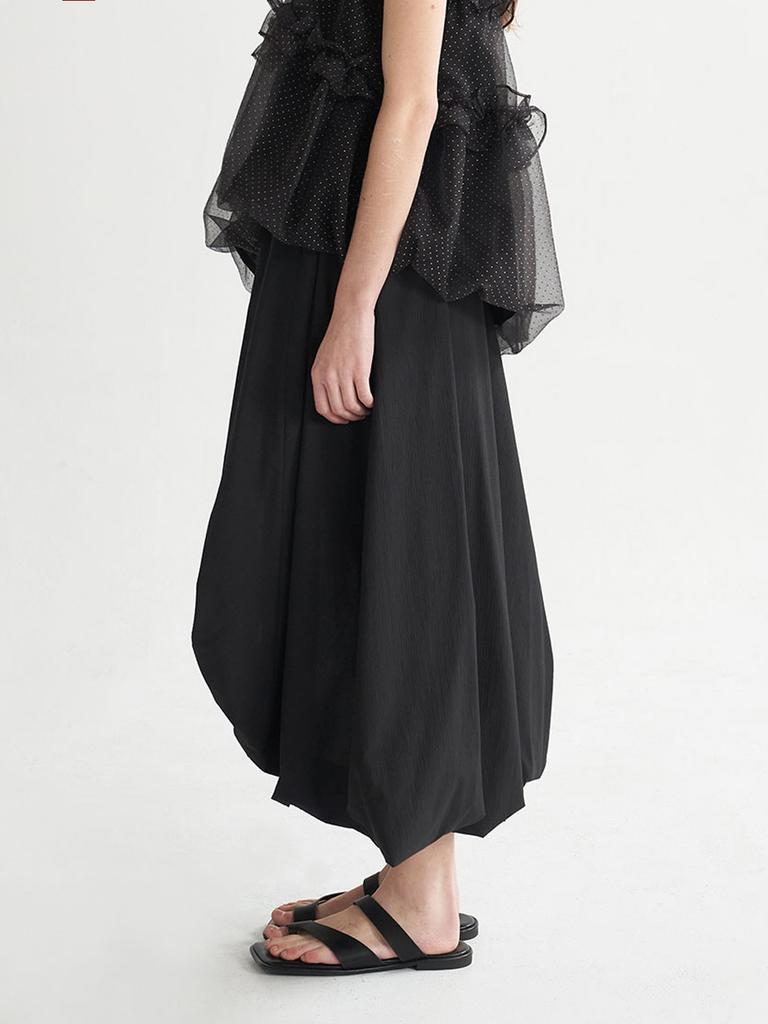 Kaie Taffeta Asymmetrical Balloon Banding Skirt