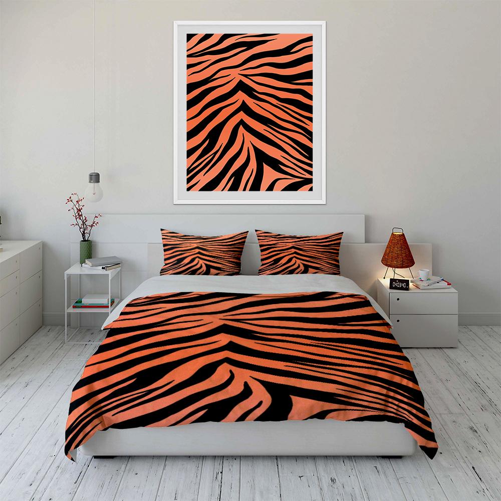 Tiger Stripe Pattern 3-Piece Bedding Set Bedding set (1 duvet cover, 2 pillowcases, duvet not included)