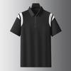 Deibenze Men's Plus Size Mulberry Silk Blend Half-Zip Colorblock Polo Shirt