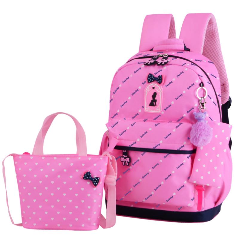 3pcs/set School Bag Backpacks Schoolbag Fashion Kids Lovely Backpack for Children Girls Bag Student