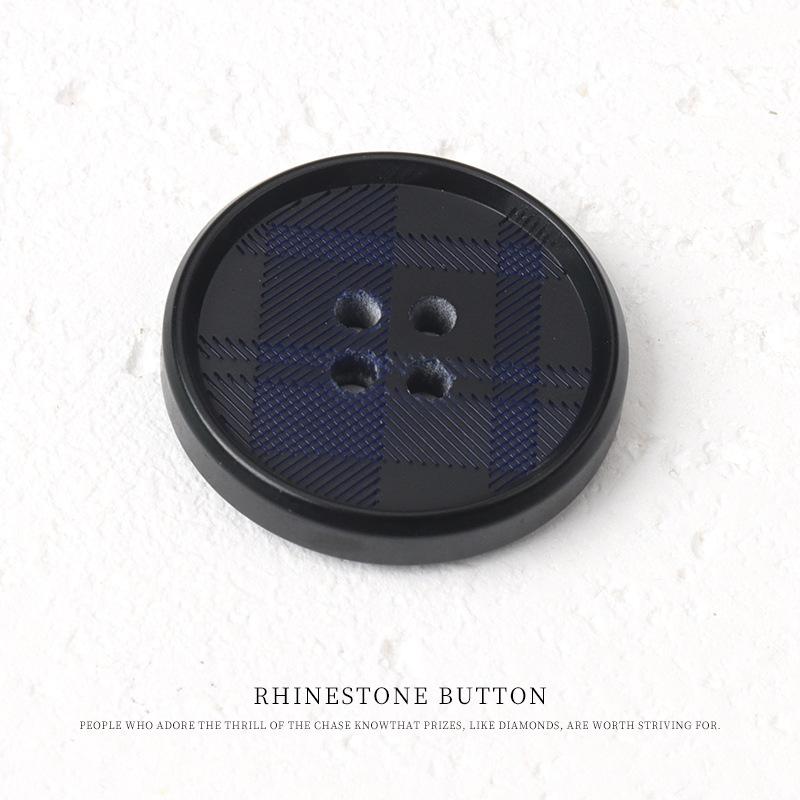 5 Stück bedruckte Harzknöpfe mit vier Ösen, High-End-Blazer, schwarzer Knopfmantel, Trenchcoat, runde Knopfaccessoires.