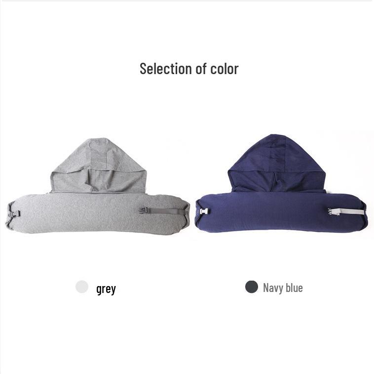 Particle U-Shaped Hooded Neck Pillow: Multi-functional, Light-Blocking, Breathable, for Airplane Nap & Lumbar Support