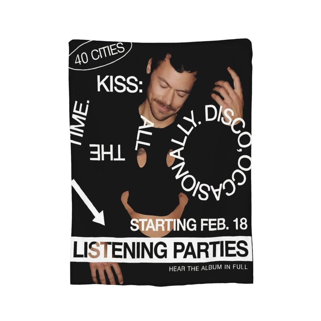 Kiss Hs Disco Kiss All The Time Fleece Blanket Harrys Music Styles Funny Throw Blanket Sofa Bedding Lounge 150*125Cm Bedspread
