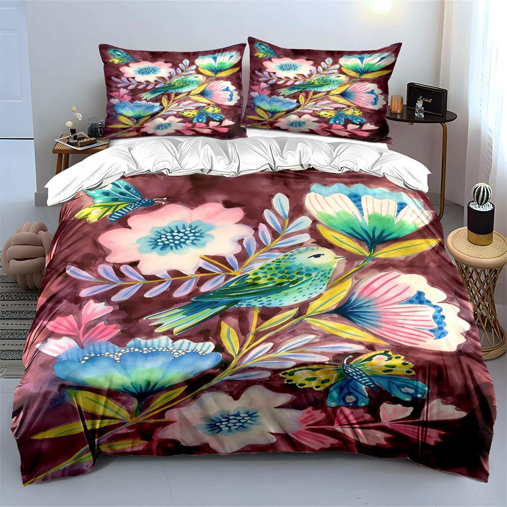 Birds, Flowers, and Butterflies. Bedding Sets Duvet Cover Sets Duvet Covers Pillowcases(1 * Duvet Cover 2 * Pillowcases Without Duvet Insert)