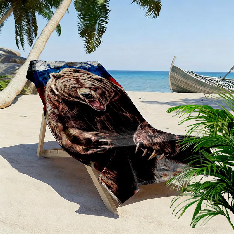 Bear Print Beach Towel, Large Soft Quick Dry Towel for Beach Camping Swimming