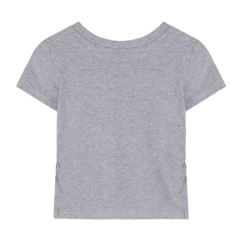 (Modal X Gram Human Cotton) Crew Neck Short-sleeved T-shirt Backless Strap Tight Short Top Trendy