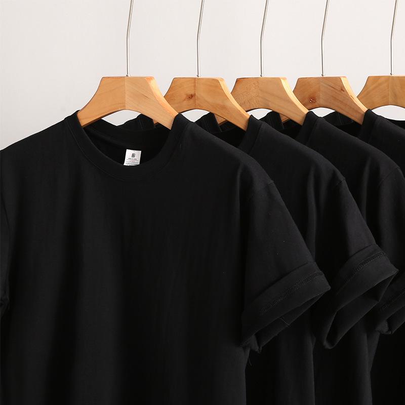 Unisex Crew Neck Short Sleeve Loose Fit Cotton T-Shirt Solid Color Basic Tee Top