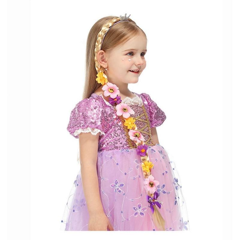 1 Stück Prinzessin Schneeflocke Lange Geflochtene Perücken Stirnbänder Verzierungen Prinzessin Verkleidungsperücken Für Mädchen Kostümzubehör
