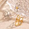 Stainless Steel Hollow Flower Rings for Women Retro Creative Light Luxury Open Ring 18K Plated Anti Allergic Rust Proof Jewelry
