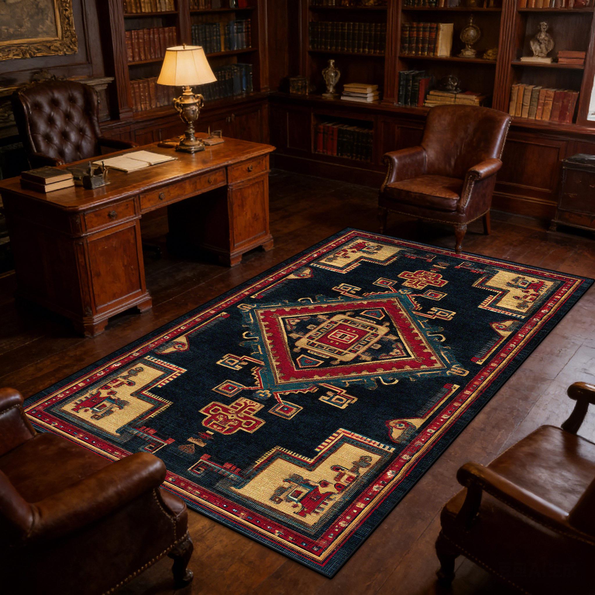 

Retro Persia Carpet Living Room Home Decoration Boho Bedside Rugs for Bedroom Large Area Non-Slip Mats Washable Lounge Rug Tapis 60x90cm