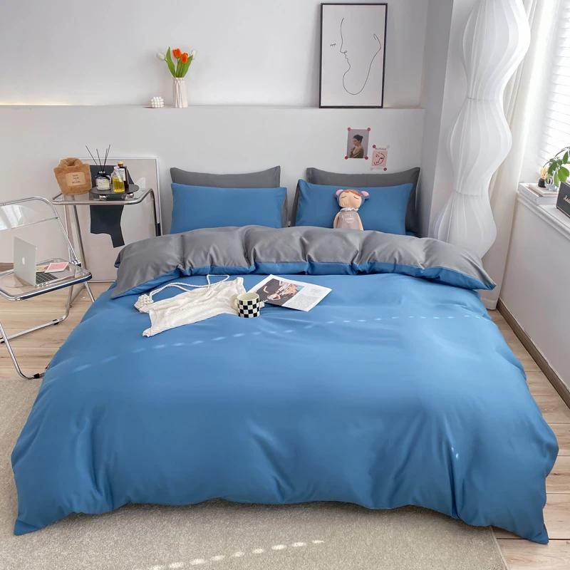 

Solid Color Duvet Cover Set Soft Comfy Breathable Simple Style Bedding Set Brushed Microfiber Comforter Cover with 2 Pillowcases Single 150x200cm