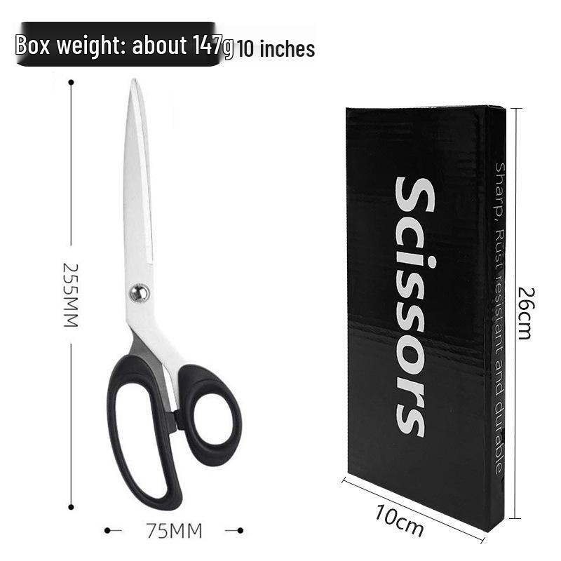 Large Stainless Steel Tailor Scissors with Plastic Handle for Cutting Fabric, Leather, Rope, and Line