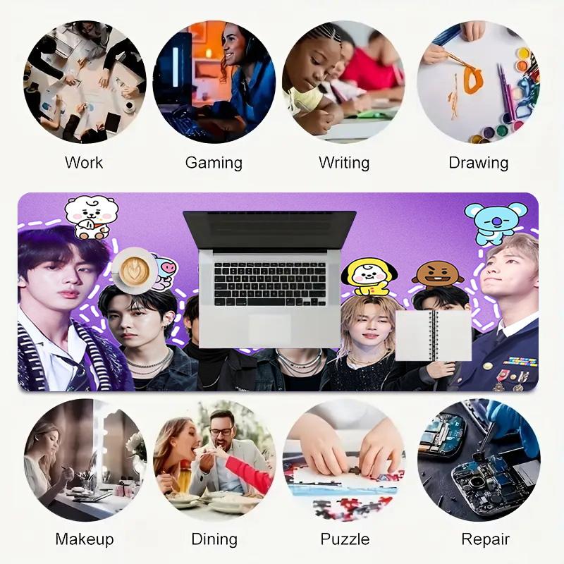 Kpop Stars Xl Gaming Mouse Pad Nonslip Rubber Base Stitched Edge Waterproof Desk Mat For Pc Laptop Gamer Office Computer Accessories C929896