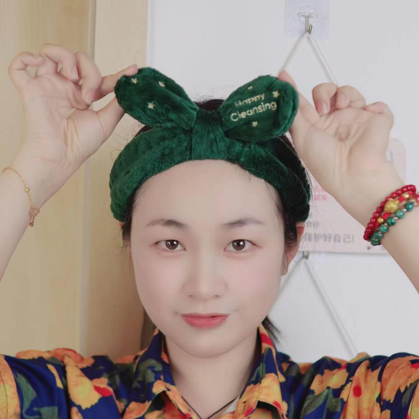 

Праздничная зеленая вышитая повязка на голову с бантом для девочек - Осенне-зимняя фланель