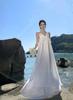White High-end Three-dimensional Deep V Neck Ruffle Edge Bridal Morning Robe Banquet Dress Vacation Dress Chiffon Other