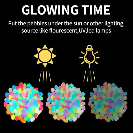 Resin Glow-in-the-Dark Pebbles, Night Guide Luminous Stones, Decorative Aquarium Fish Tank Rocks, Glow in The Dark Garden Stones, Glowing Stones for