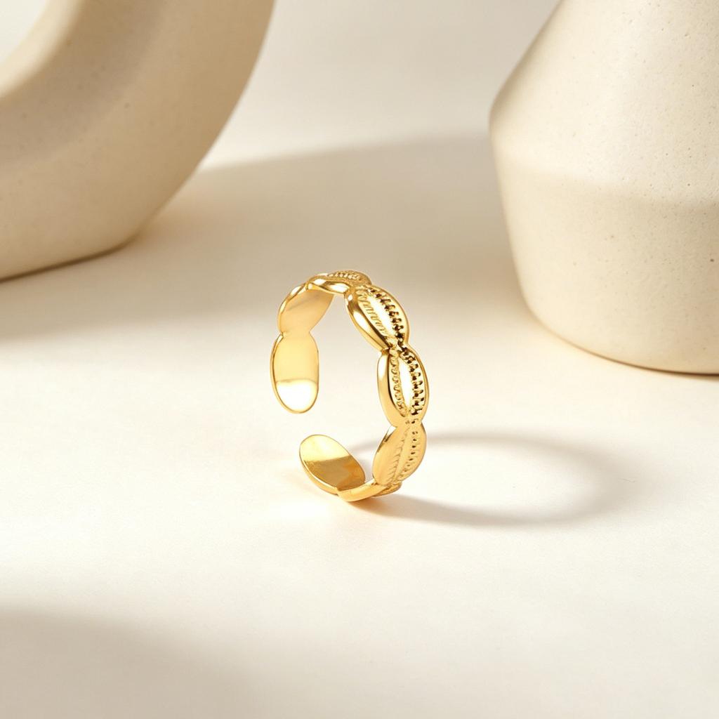 Fashion Jewelry Vacation Wind Shell Ring Personality Trend Geometric Splicing Single Ring Stainless Steel Open Ring
