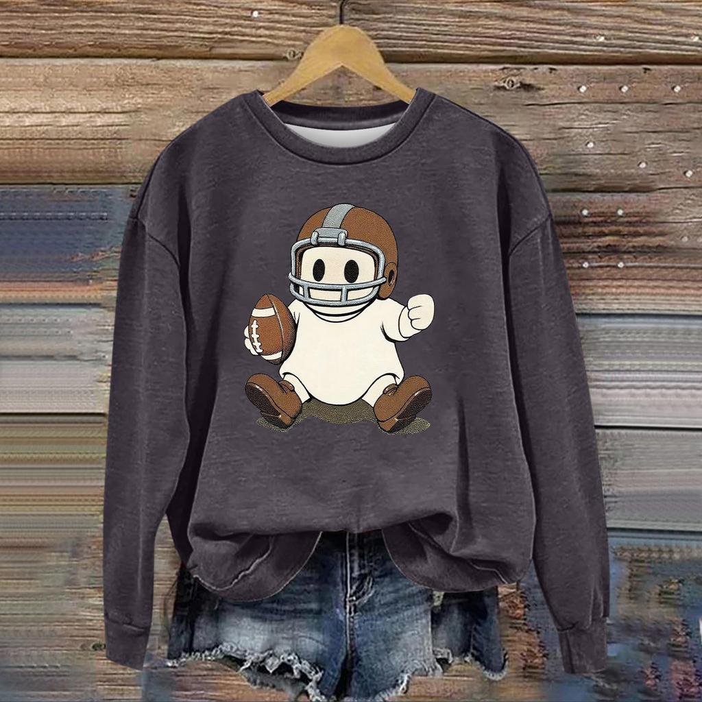 Women's Fashion Long Sleeve Halloween Print Round Neck Sweatshirt Top