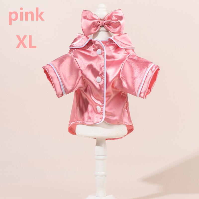 Satin Dog Pajama Set Cute Pet Sleepwear with Matching Bow Headband Soft Outfit for Tiny Puppy Kitten Indoor Wear