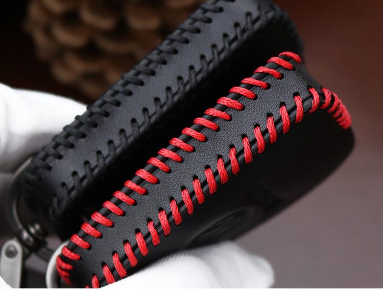 Estojo de Chaves de Couro Genuíno Costurado à Mão para Skoda Octavia & VW Golf 7