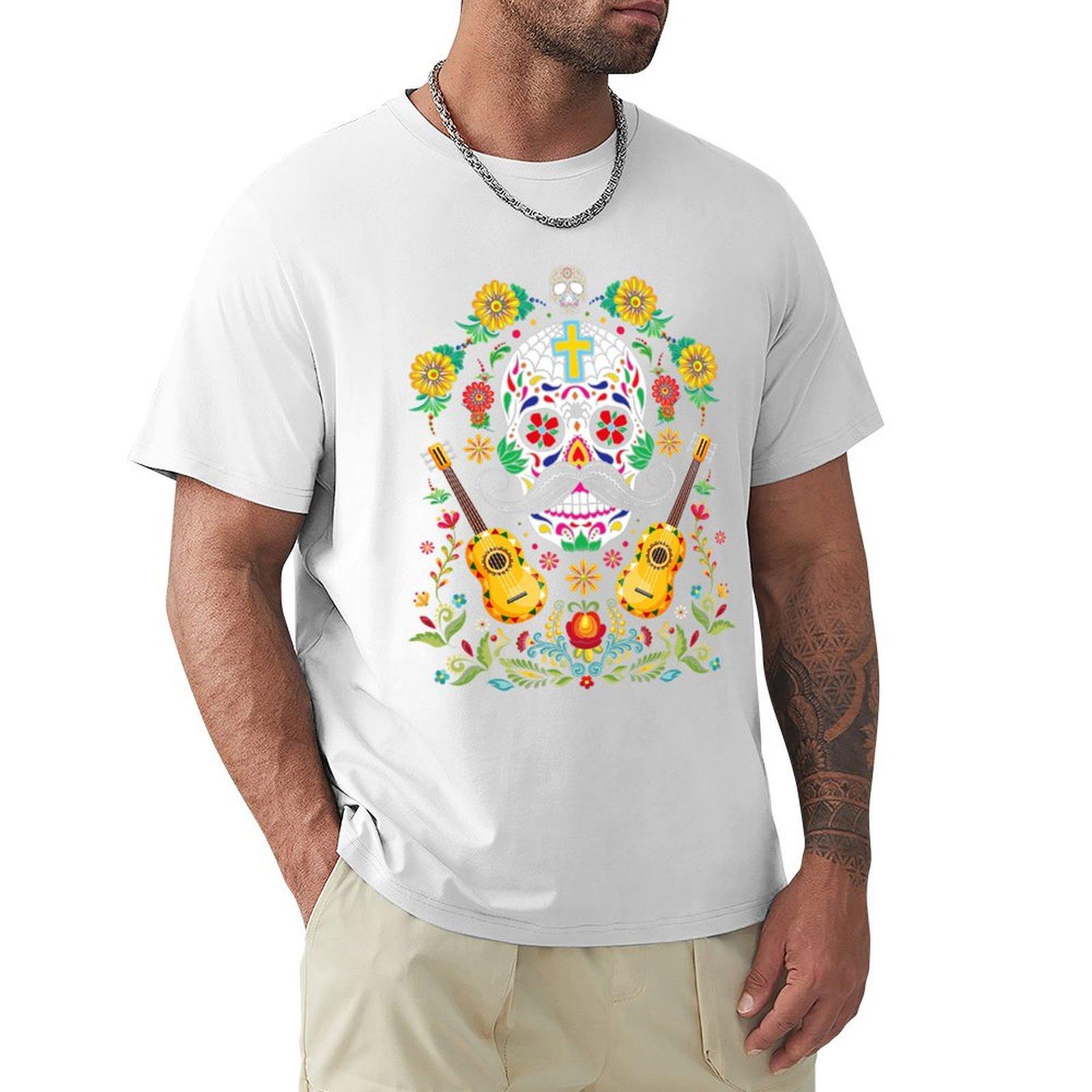 Day of the Dead Guitar Sugar Skull Dead Dia De Muertos TShirt graphics anime figures anime tshirt men graphic t shirts S