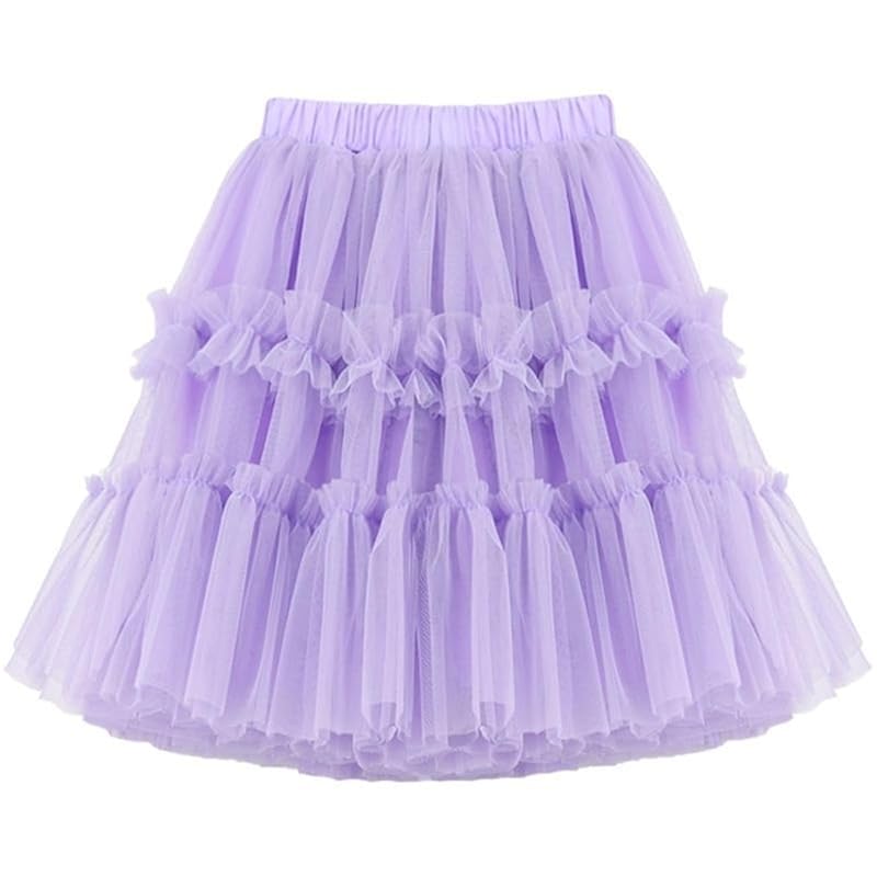 

[OWIEOW] kids girl tulle skirt children s clothing child waist elastic tutu summer dance costume performance clothes cute Fluffy princess skirt