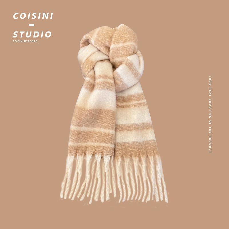 Maillard Premium Atmospheric Scarf for Women Winter New Korean Version Versatile Thickened Mohair Plush Scarf Autumn
