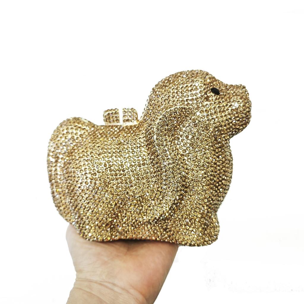 Puppy  Diamond Evening Bag Dog Crystal Handbag Rhinestone Bags Wedding Bridal Purse Luxury Crystal Clutches Women Party Purses