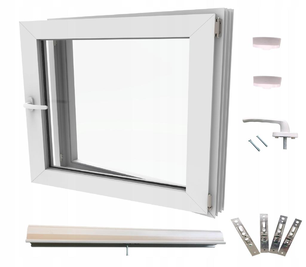 White PVC Window 60x60 Right New 600x600 Mm Tilt-and-Turn Ru Double-Glazed