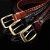 Retro Male Genuine Leather Belt Zinc Zinc Alloy Jeans Waistband Adjustable Men Weave Belt  Students