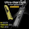 New Ultra-thin Rechargeable LED Flashlight Portable Work Light, Cold Resistant, Camping, Patrol, Battery Display