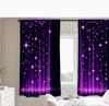 2 Stück Violette Galaxie Stern Design Vorhänge Halbtransparent Schwarz Lila Stoff Schutzstangen-Tasche Fensterbehänge Verschiedene Wohnzimmer