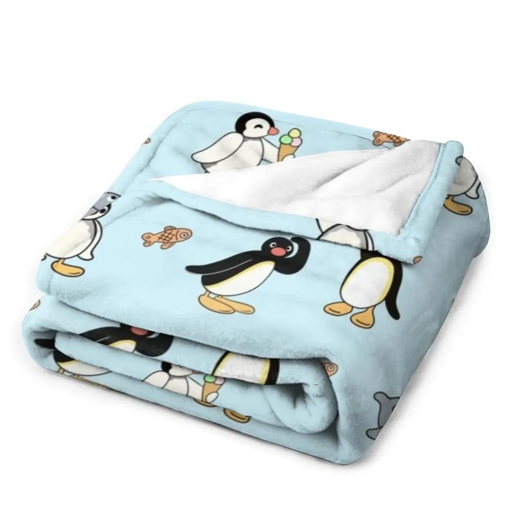 Noot pingu and friends Throw Deka Měkká plyšová kostkovaná roztomilá deka kostkovaná letní deka