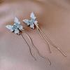 Sweet Temperament Gradual Change Butterfly Tassel Long Earrings Women, Niche Design Show Face Thin Earrings Earrings