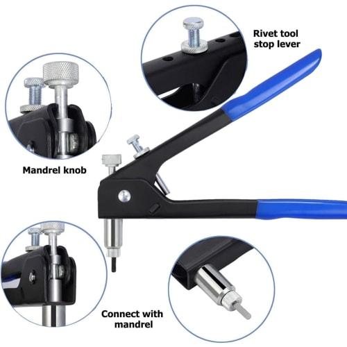 Hand Riveter Set, 86-Piece Set with M3, M4, M5, M6, and M8 Screws, Includes Rivet Set Nuts and Inserts, Screw Insertion Rivet Gun Tool, Steel and Alum