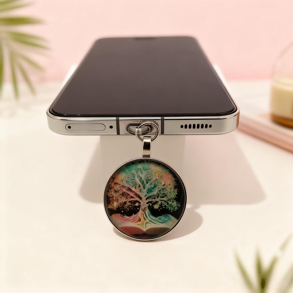 Tree of Life Art Phone Dust Plug, Naturally Express Your Personality Charm, for Iphone/Type-C Charging Port Smartphones