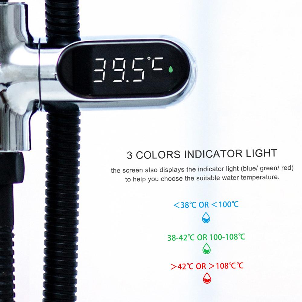 Duschthermometer Duschthermometer Rd Badezimmerthermometer, Wassertemperaturthermometer 5~85 360° drehbares LED-Display für Baby-Duschthermometer