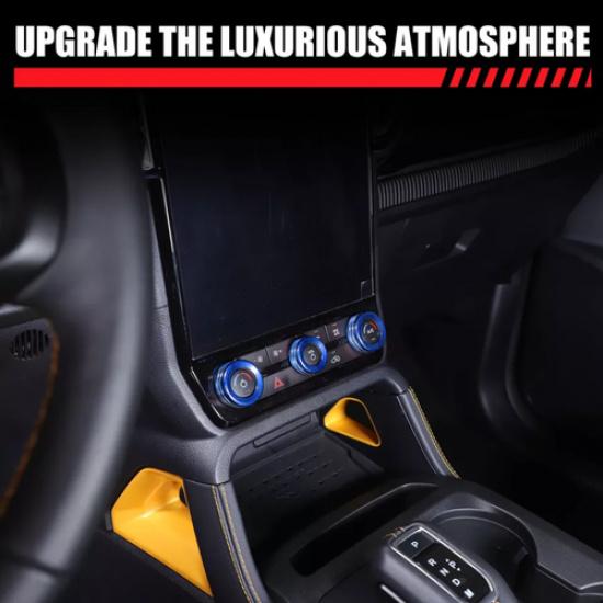 Fit For Ford Ranger -2025 Blue Aluminum AC Radio Switch Trim Ring Knob Cover
