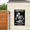 Wall Decor For Home Kitchen Bathroom Farm Garden Garage, Funny Skeleton Sign Office Vintage Decor Sign Coffee Bar Metal Decor