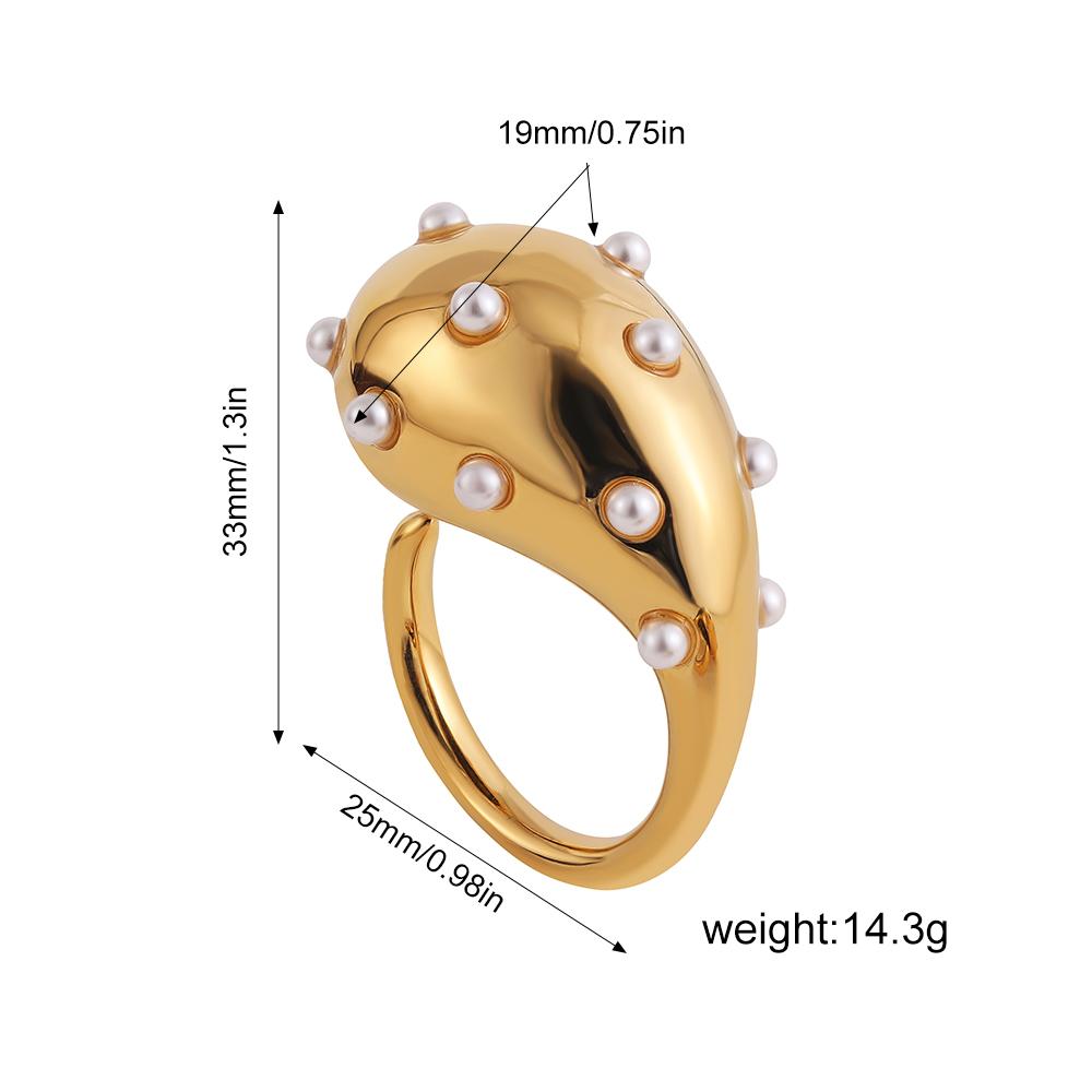PVD Gros Waterdrop Multicolor Strass Inel Deschidebil Oțel Inoxidabil Perla Luciu Indie Inele Femei Bijuterii Vintage Designer