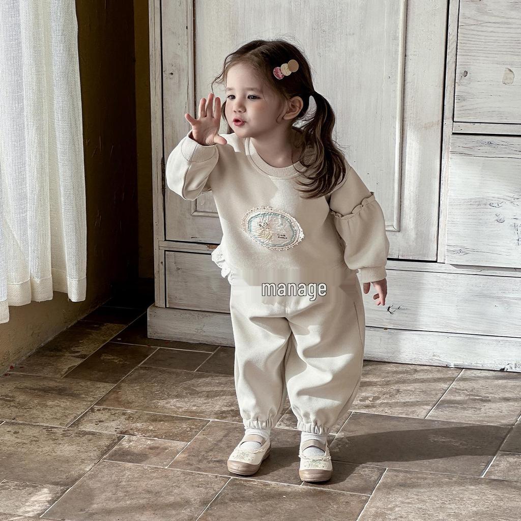 Toddler Girl Korean Lace Spring Hoodie Two-Piece Set (2026)