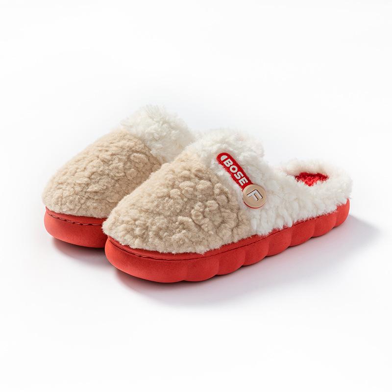 Cotton slippers women's thick bottom autumn and winter home home couple indoor warm cute non-slip men's cotton slippers