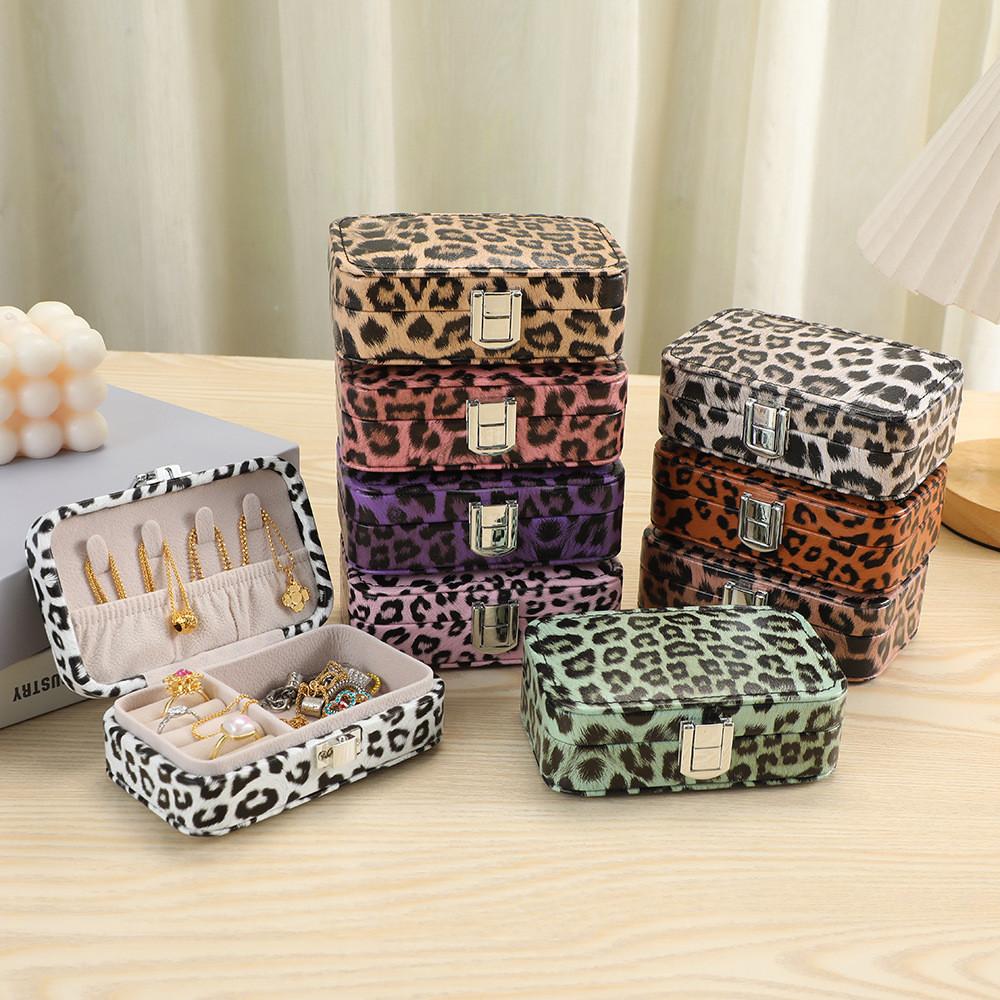 Leopard Print Jewelry Box With Pu Leather And Velvet For Travel And Gift Giving